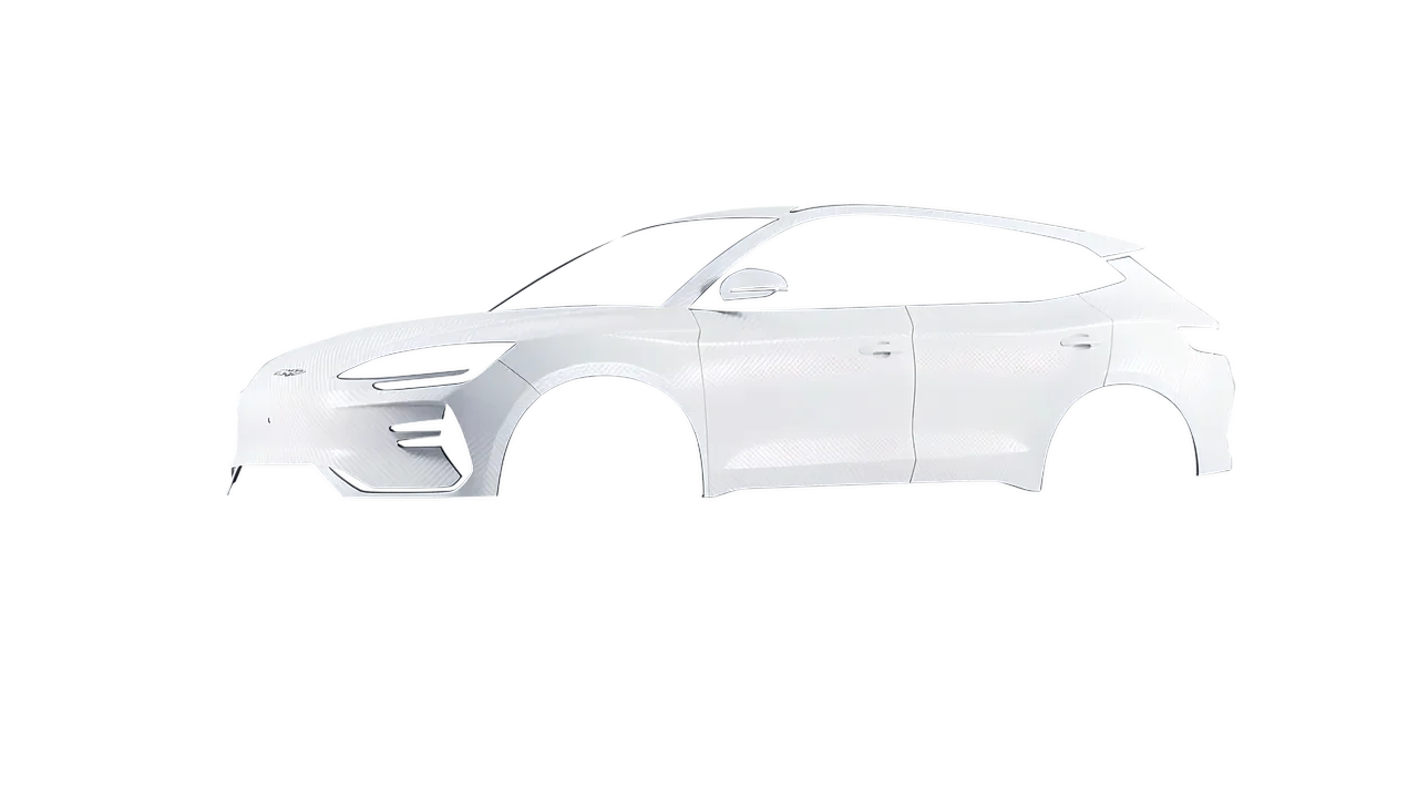 BYD Seal U 2025 wrapped in Carbon Fiber White (Avery Dennison SW900-115-X), front three-quarter view