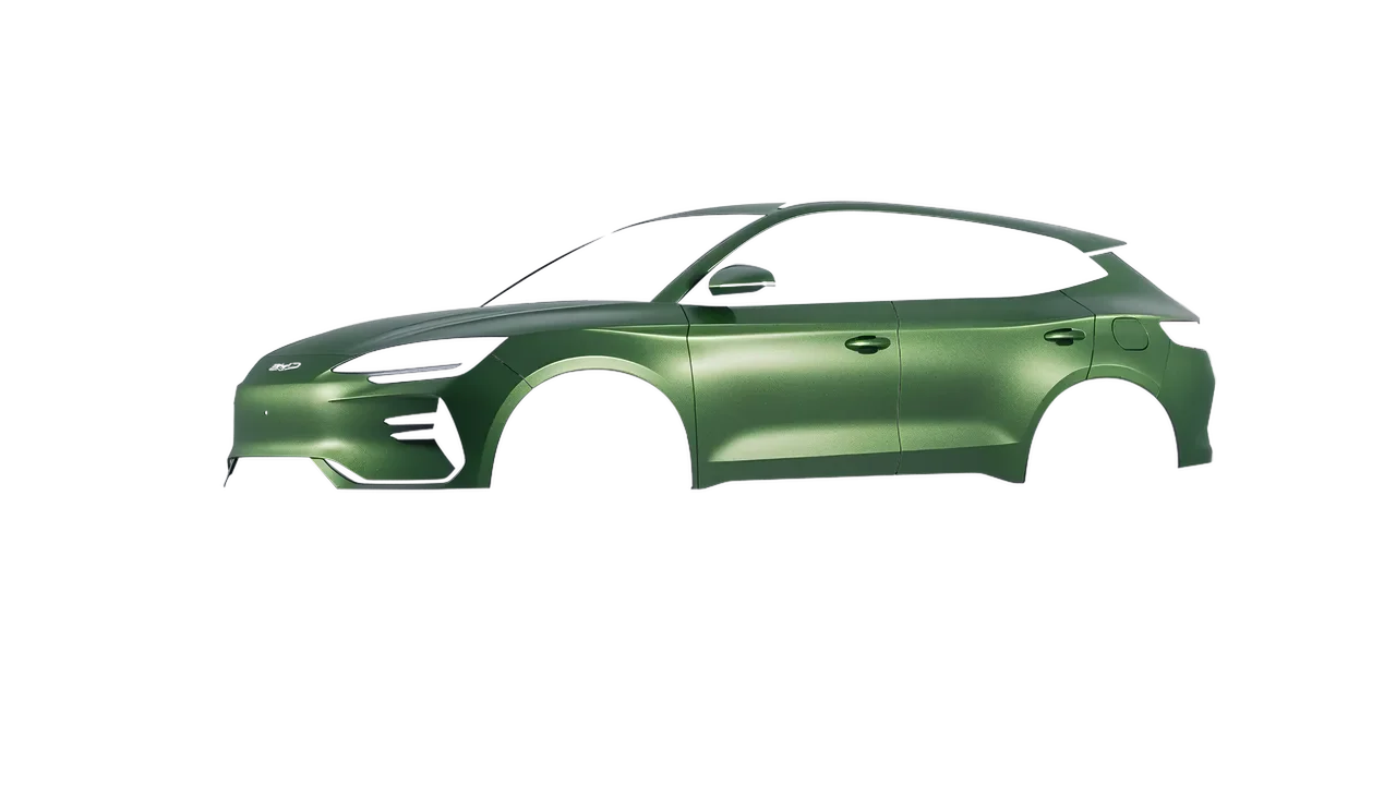 BYD Seal U 2025 wrapped in Apple Green (Avery Dennison SW900-745-M), front three-quarter view