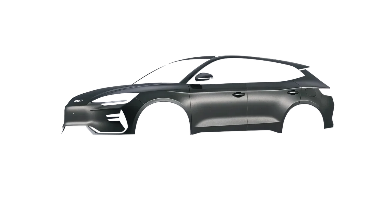 BYD Seal U 2025 wrapped in Black Rock Grey (Avery Dennison SW900-823-M), front three-quarter view