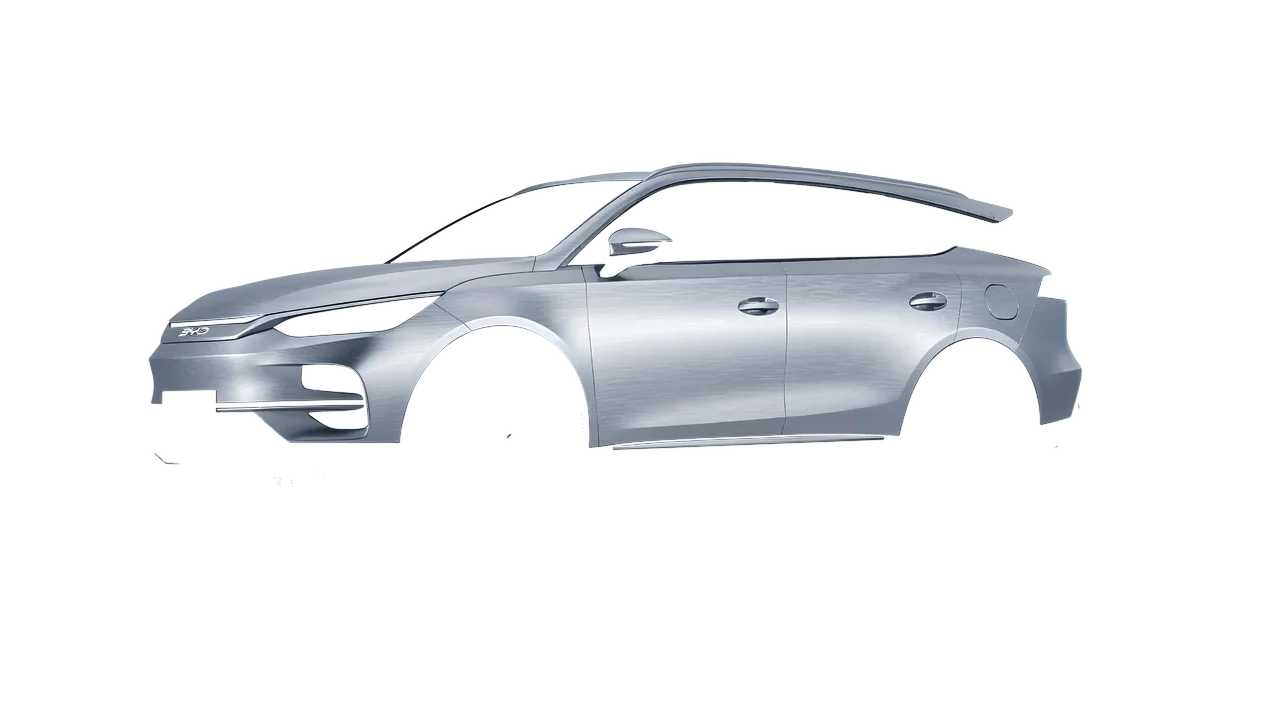 BYD Tang 2024 wrapped in Brushed Aluminum (Avery Dennison SW900-812-X), front three-quarter view