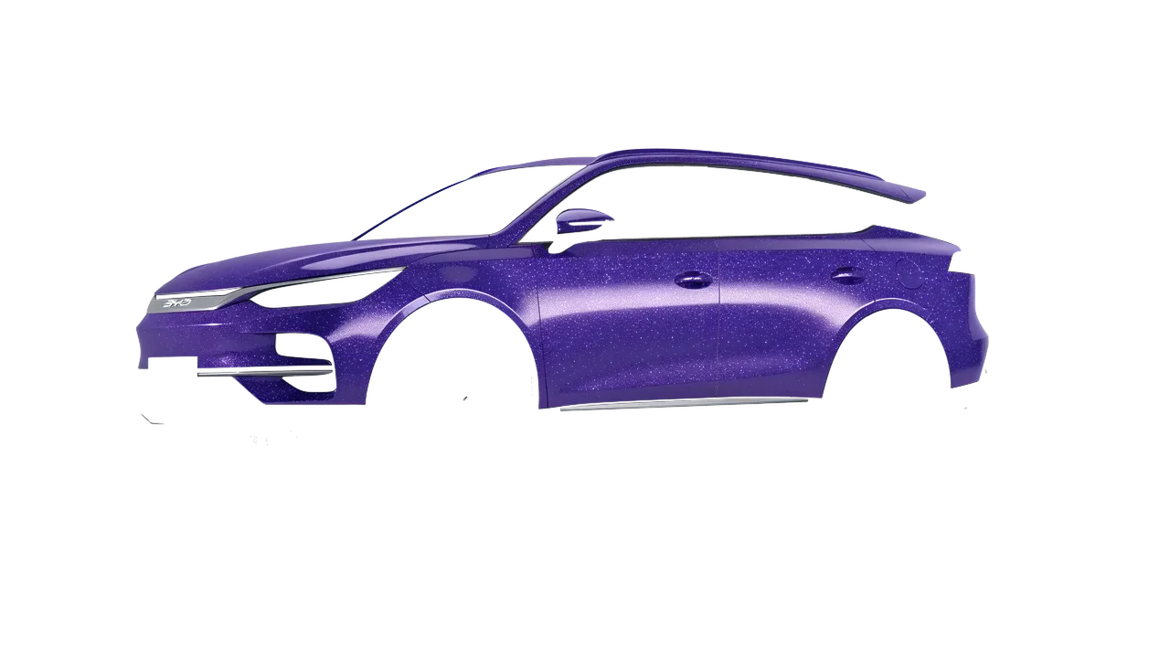 BYD Tang 2024 wrapped in Purple (Avery Dennison SW900-587-D), front three-quarter view