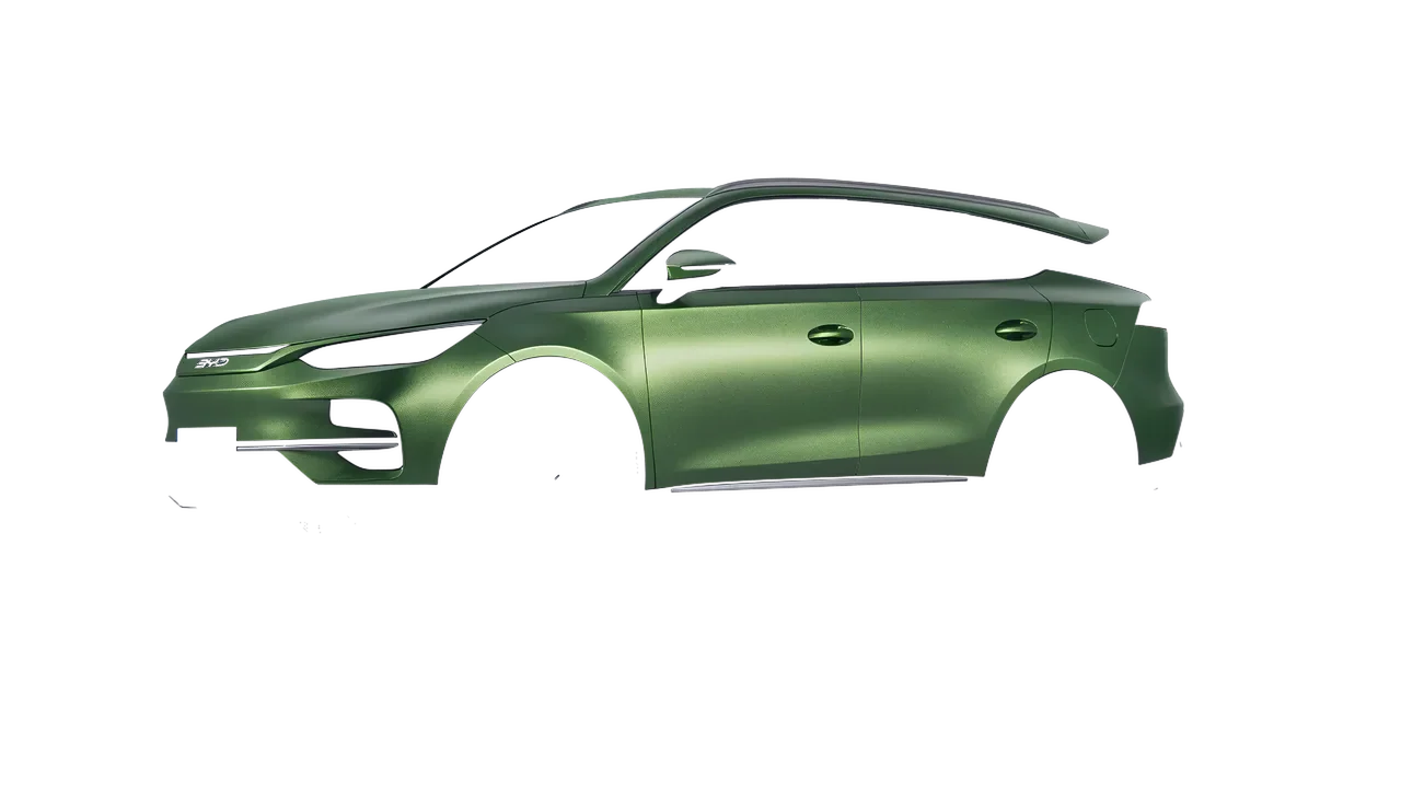 BYD Tang 2024 wrapped in Apple Green (Avery Dennison SW900-745-M), front three-quarter view