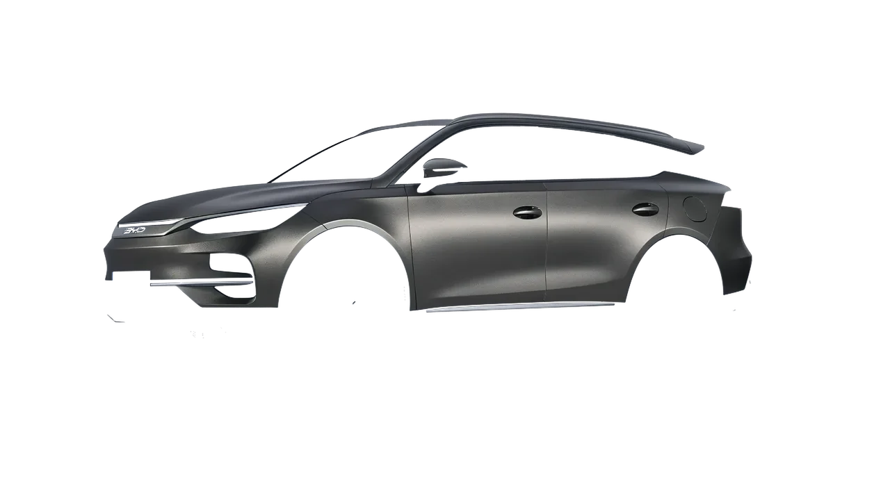 BYD Tang 2024 wrapped in Black Rock Grey (Avery Dennison SW900-823-M), front three-quarter view