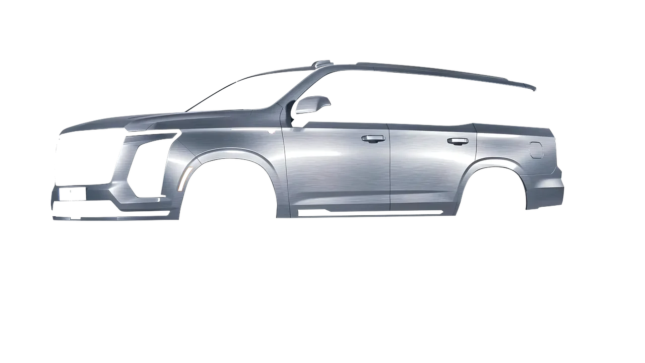 Cadillac Escalade 2025 wrapped in Brushed Aluminum (Avery Dennison SW900-812-X), front three-quarter view