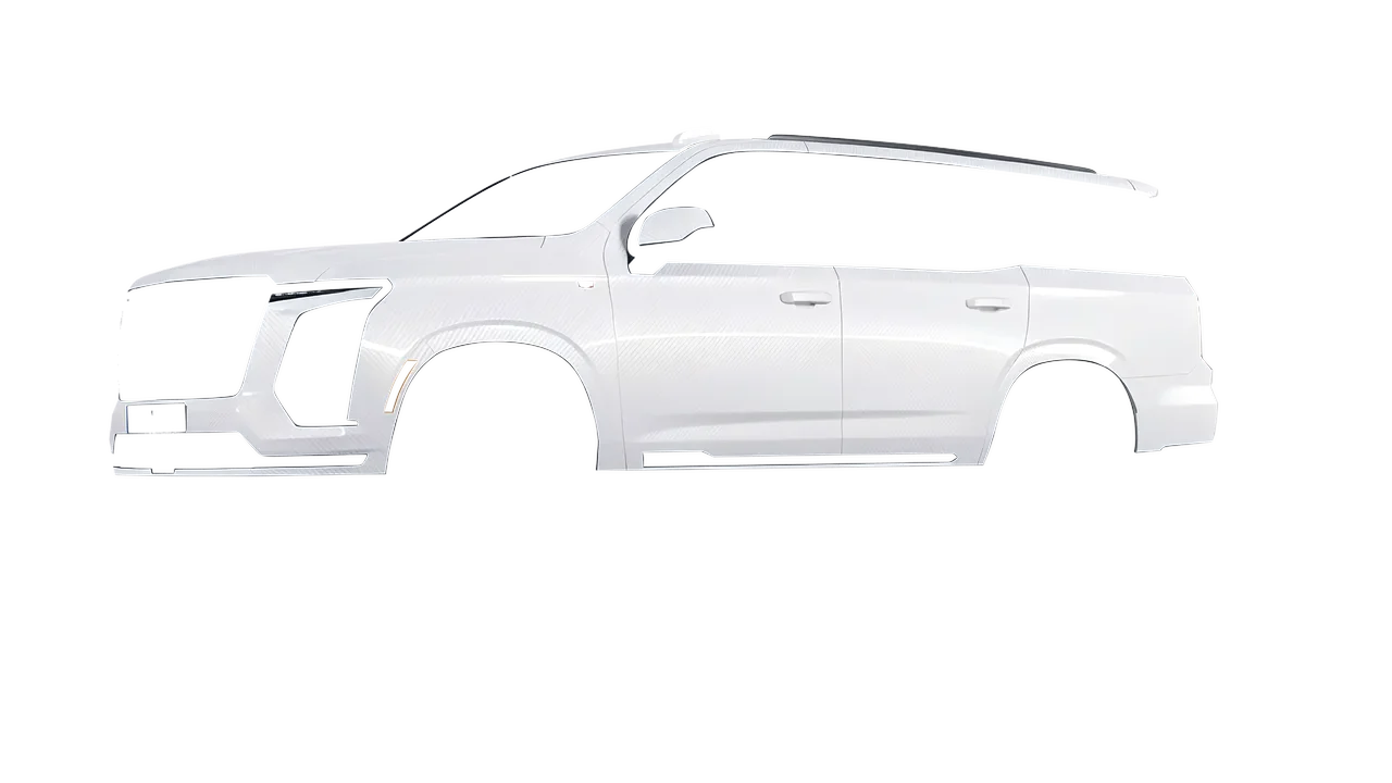 Cadillac Escalade 2025 wrapped in Carbon Fiber White (Avery Dennison SW900-115-X), front three-quarter view