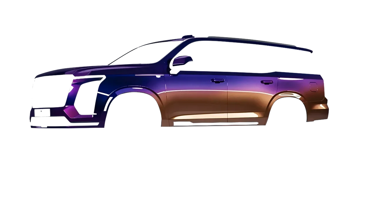 Cadillac Escalade 2025 wrapped in Gloss Flip Deep Space (3M GP278), front three-quarter view