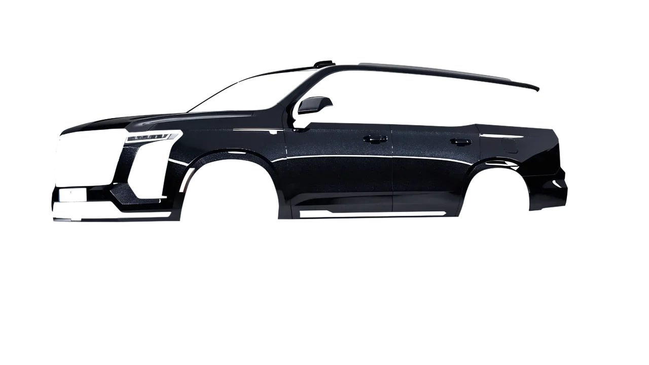 Cadillac Escalade 2025 wrapped in Mystery Black (Avery Dennison SW900-184-M), front three-quarter view