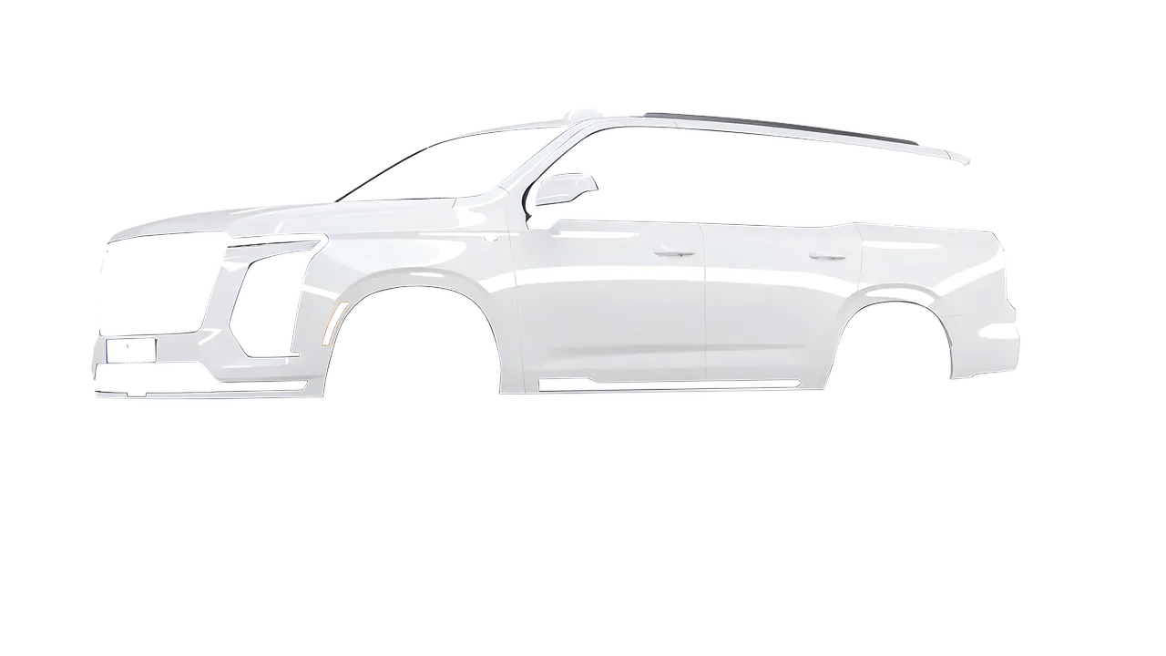 Cadillac Escalade 2025 wrapped in Gloss White (3M G10), front three-quarter view
