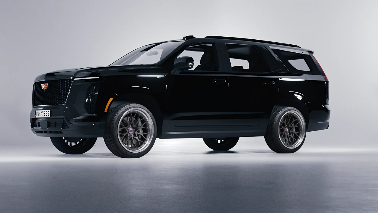 Cadillac Escalade 2025 on HRE Performance Wheels 520 forged wheels, front three-quarter view