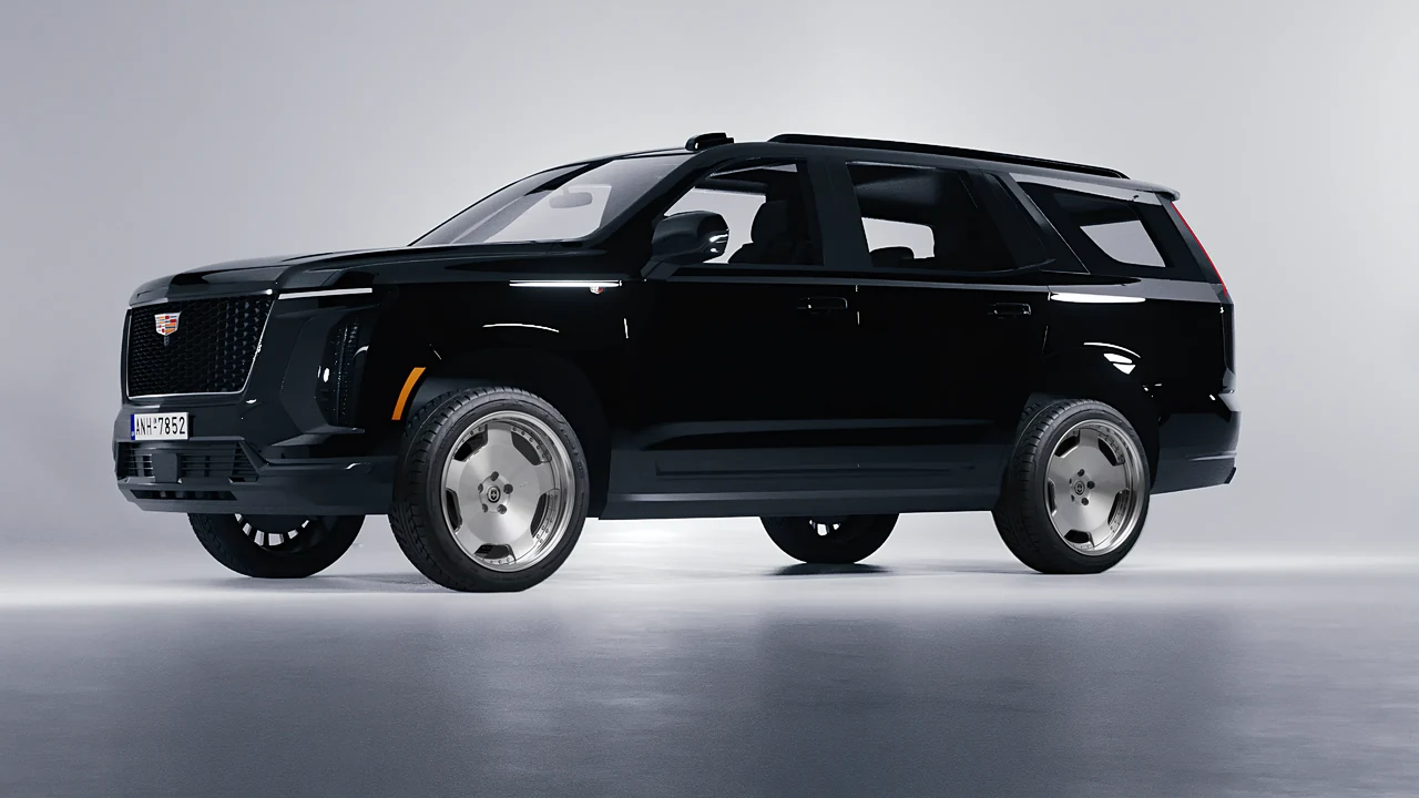 Cadillac Escalade 2025 on HRE Performance Wheels 544 forged wheels, front three-quarter view