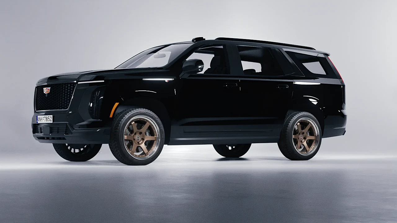 Cadillac Escalade 2025 on HRE Performance Wheels C106 forged wheels, front three-quarter view