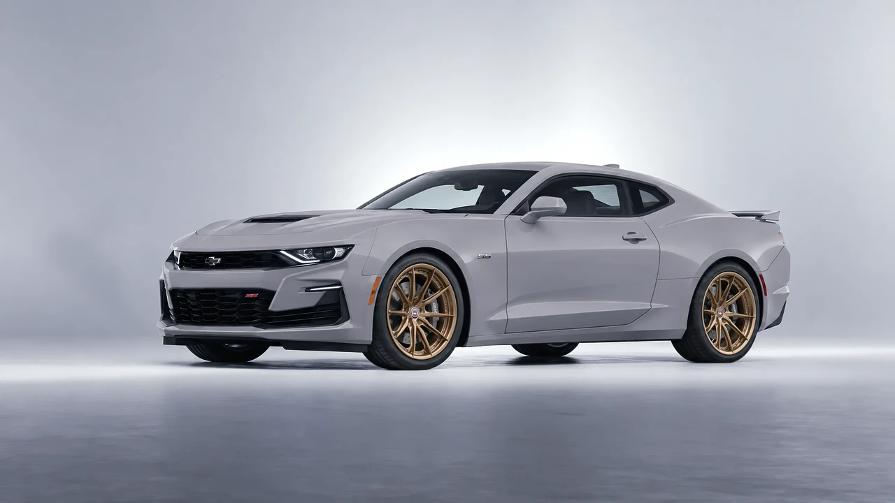 Chevrolet Camaro SS 2020 on HRE Performance Wheels S104SC forged wheels, front three-quarter view