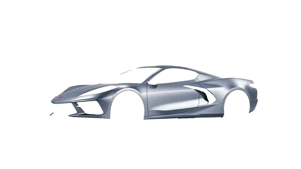 Chevrolet Corvette Z51 2021 wrapped in Brushed Aluminum (Avery Dennison SW900-812-X), front three-quarter view