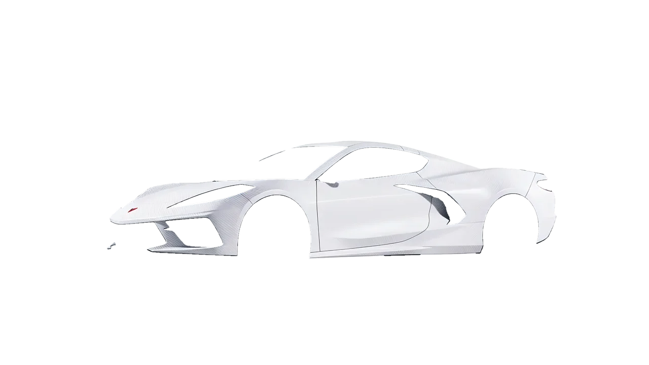 Chevrolet Corvette Z51 2021 wrapped in Carbon Fiber White (Avery Dennison SW900-115-X), front three-quarter view