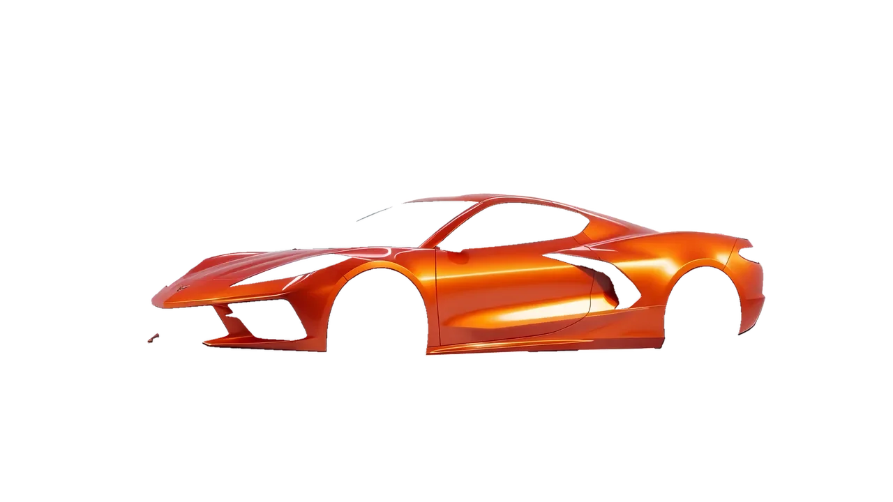 Chevrolet Corvette Z51 2021 wrapped in Fiery Orange (3M G364), front three-quarter view
