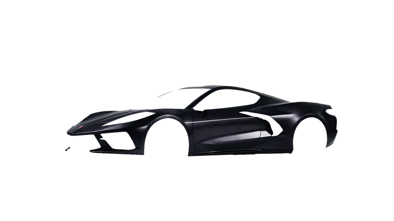 Chevrolet Corvette Z51 2021 wrapped in Mystery Black (Avery Dennison SW900-184-M), front three-quarter view