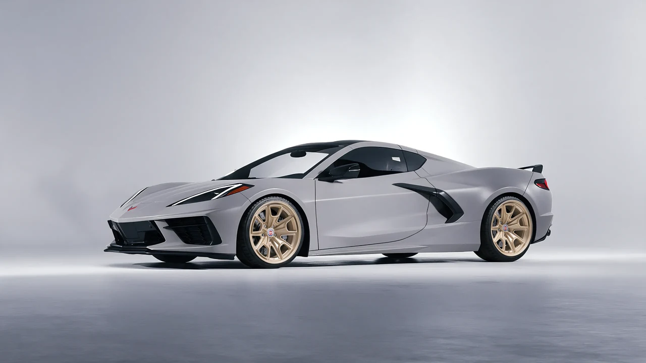 Chevrolet Corvette Z51 2021 on HRE Performance Wheels 427M forged wheels, front three-quarter view