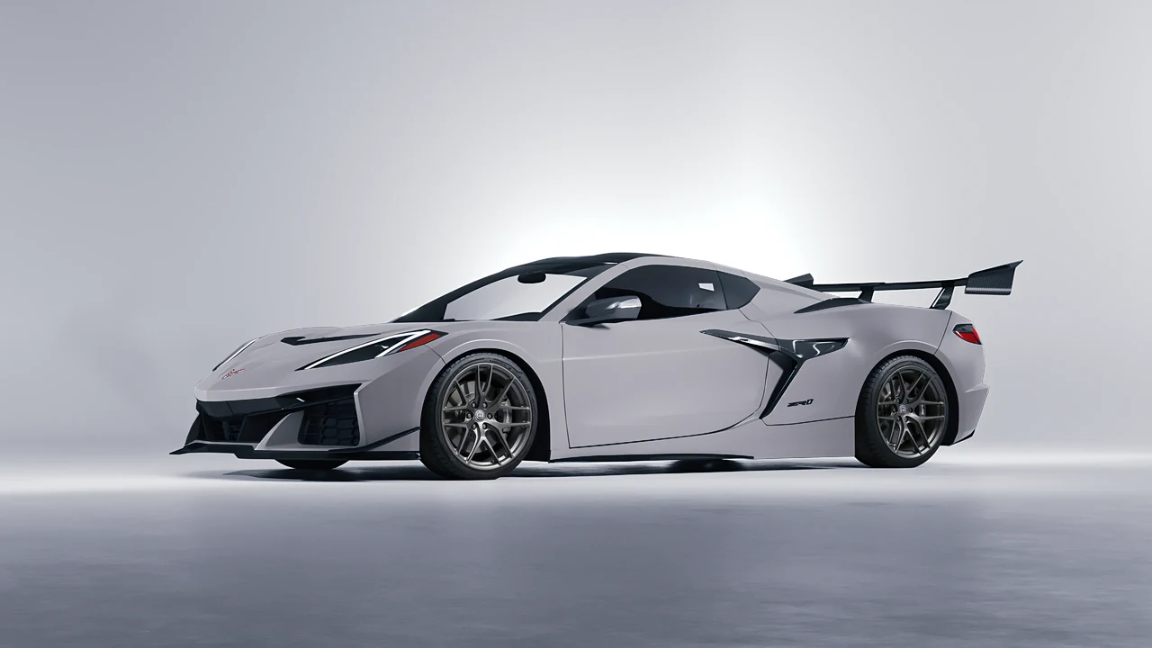 Chevrolet Corvette ZR1 2025 on HRE Performance Wheels P161 forged wheels, front three-quarter view