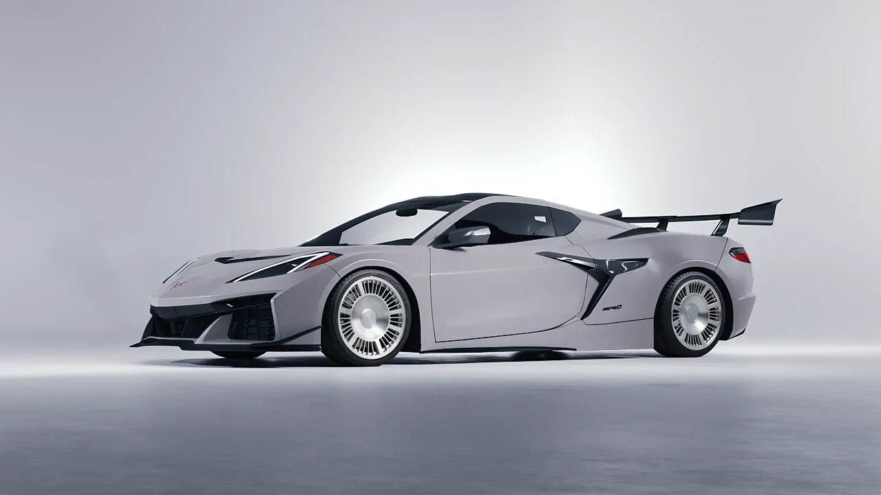 Chevrolet Corvette ZR1 2025 on RDB LA Masterpiece forged wheels, front three-quarter view