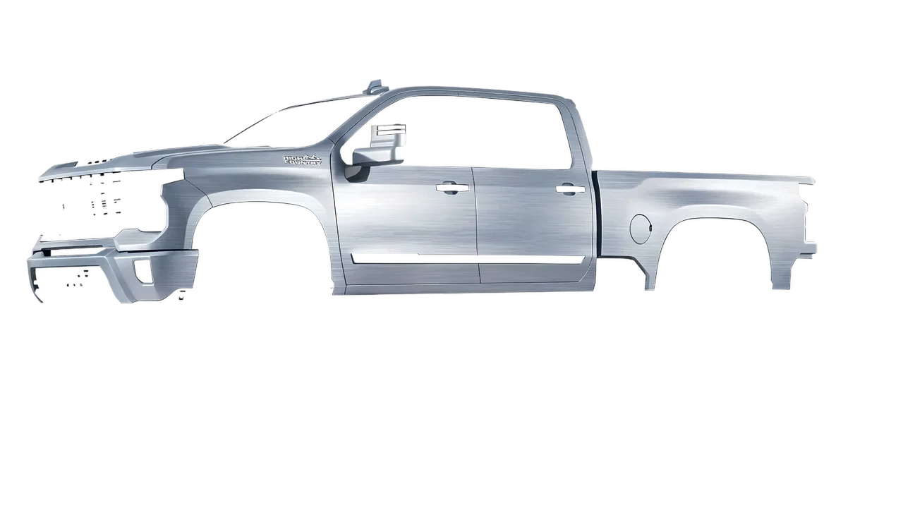 Chevrolet Silverado 2500 HD 2024 wrapped in Brushed Aluminum (Avery Dennison SW900-812-X), front three-quarter view