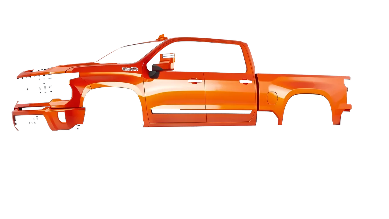 Chevrolet Silverado 2500 HD 2024 wrapped in Fiery Orange (3M G364), front three-quarter view