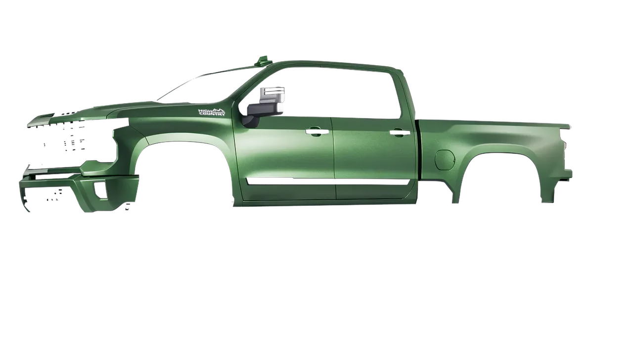 Chevrolet Silverado 2500 HD 2024 wrapped in Apple Green (Avery Dennison SW900-745-M), front three-quarter view