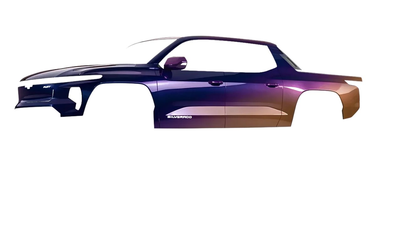 Chevrolet Silverado EV RST 2024 wrapped in Gloss Flip Deep Space (3M GP278), front three-quarter view