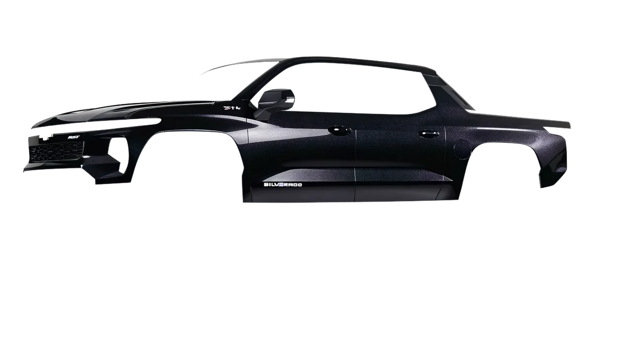 Chevrolet Silverado EV RST 2024 wrapped in Mystery Black (Avery Dennison SW900-184-M), front three-quarter view