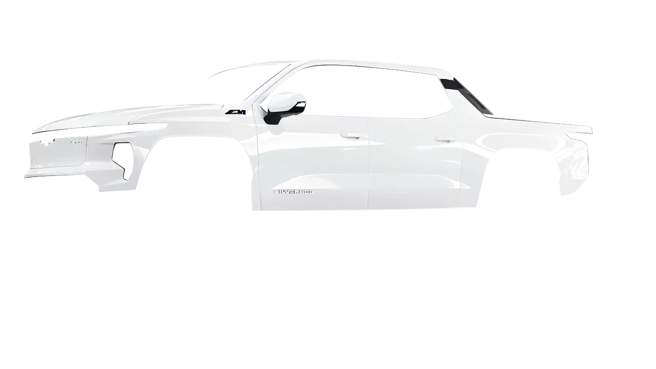 Chevrolet Silverado EV RST 2024 wrapped in Gloss White (3M G10), front three-quarter view