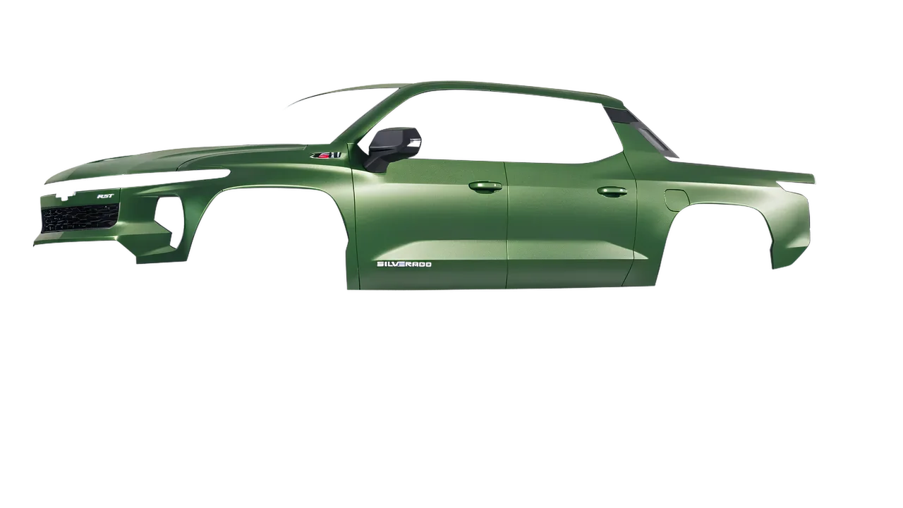 Chevrolet Silverado EV RST 2024 wrapped in Apple Green (Avery Dennison SW900-745-M), front three-quarter view