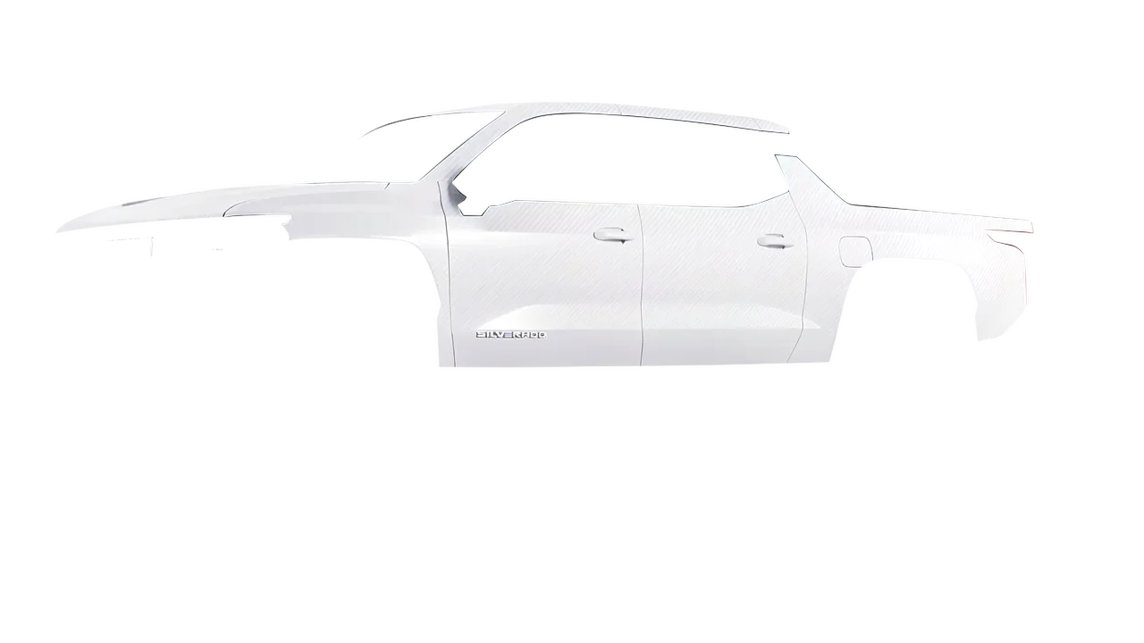 Chevrolet Silverado EV WT 2024 wrapped in Carbon Fiber White (Avery Dennison SW900-115-X), front three-quarter view