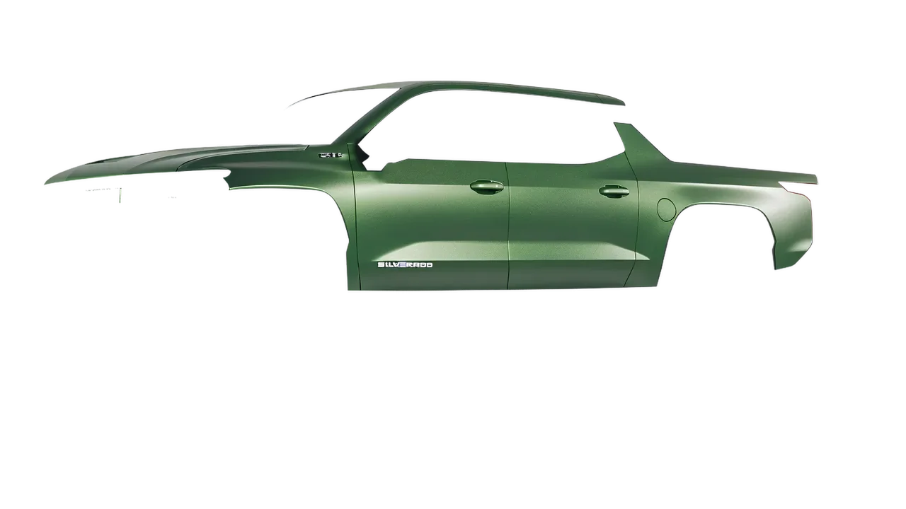 Chevrolet Silverado EV WT 2024 wrapped in Apple Green (Avery Dennison SW900-745-M), front three-quarter view