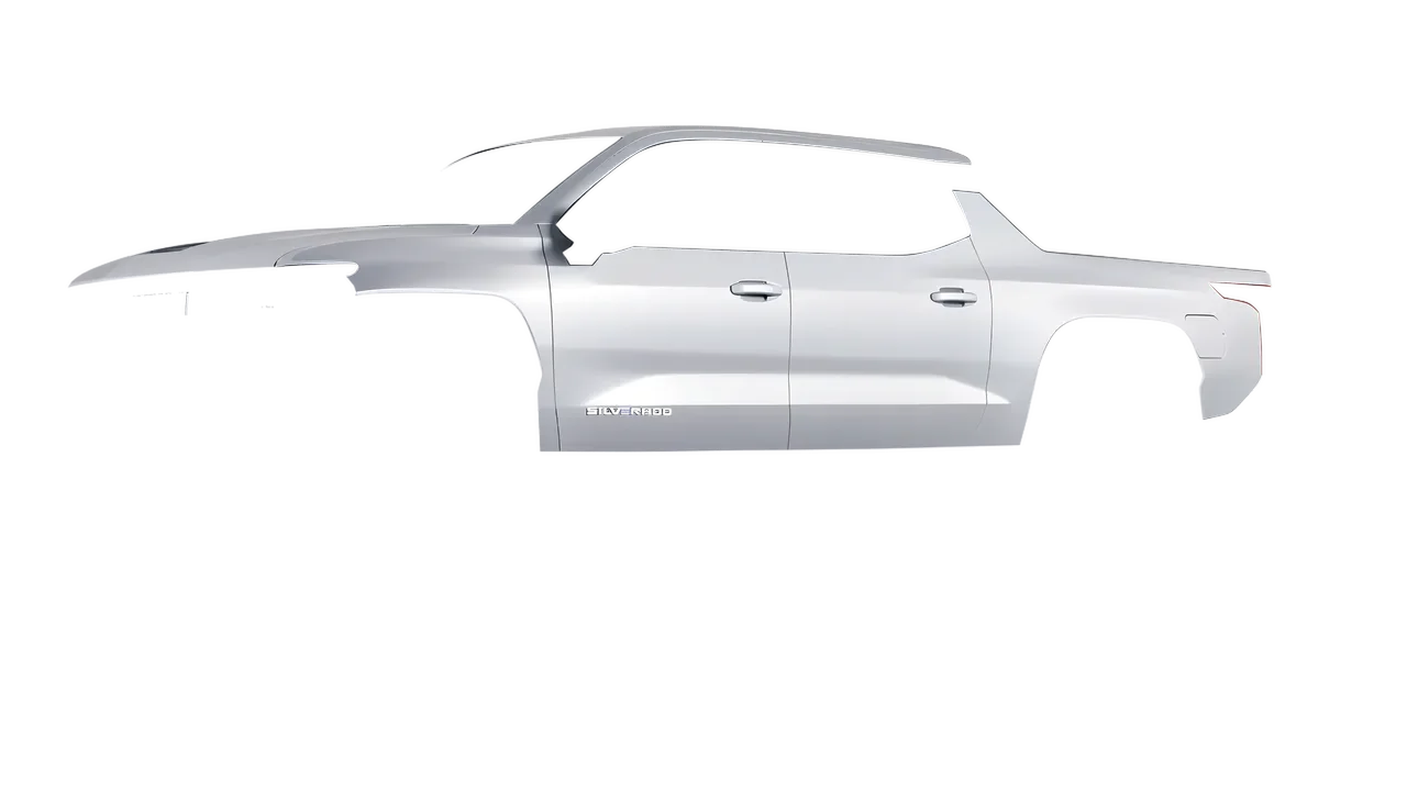 Chevrolet Silverado EV WT 2024 wrapped in Matte Silver (3M M21), front three-quarter view