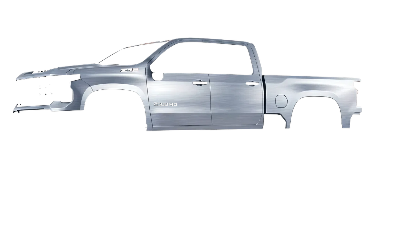 Chevrolet Silverado HD ZR2 2024 wrapped in Brushed Aluminum (Avery Dennison SW900-812-X), front three-quarter view