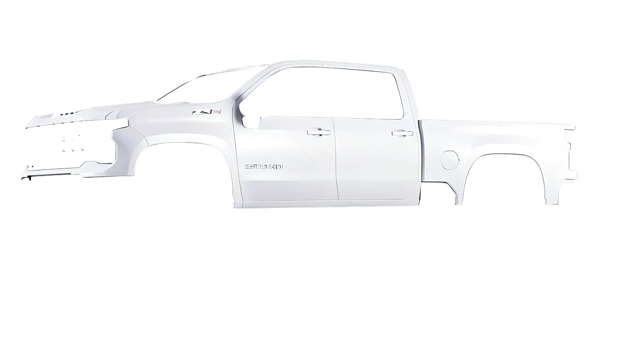 Chevrolet Silverado HD ZR2 2024 wrapped in Carbon Fiber White (Avery Dennison SW900-115-X), front three-quarter view
