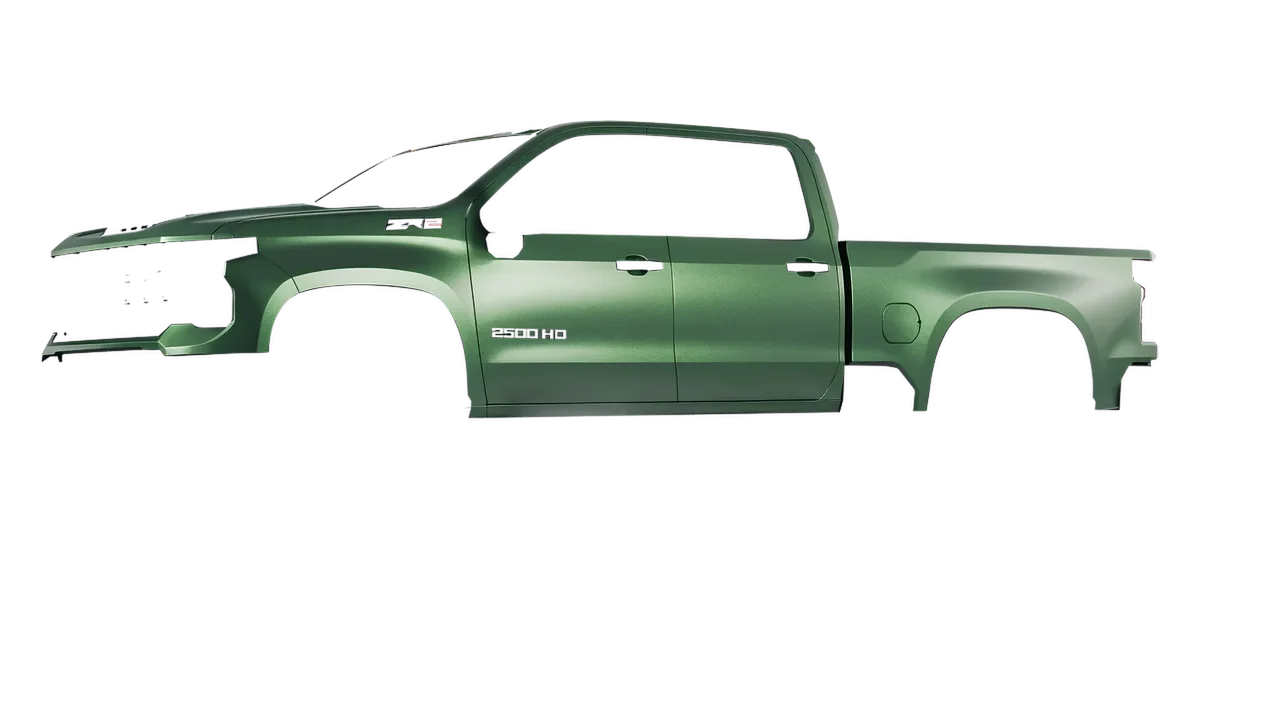Chevrolet Silverado HD ZR2 2024 wrapped in Apple Green (Avery Dennison SW900-745-M), front three-quarter view