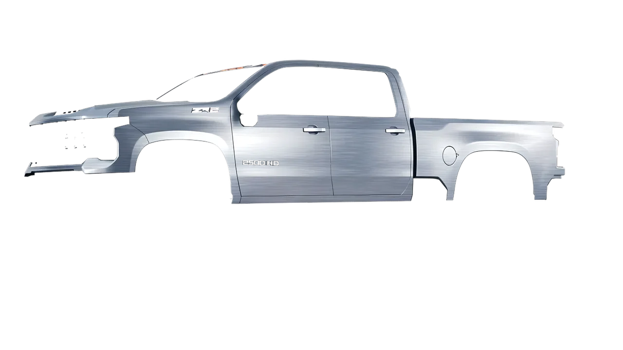 Chevrolet Silverado HD ZR2 Bison 2024 wrapped in Brushed Aluminum (Avery Dennison SW900-812-X), front three-quarter view