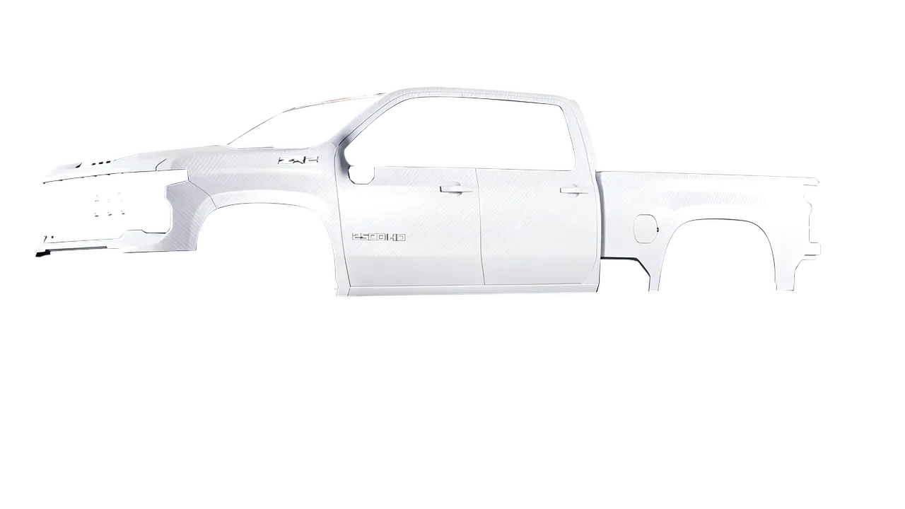 Chevrolet Silverado HD ZR2 Bison 2024 wrapped in Carbon Fiber White (Avery Dennison SW900-115-X), front three-quarter view