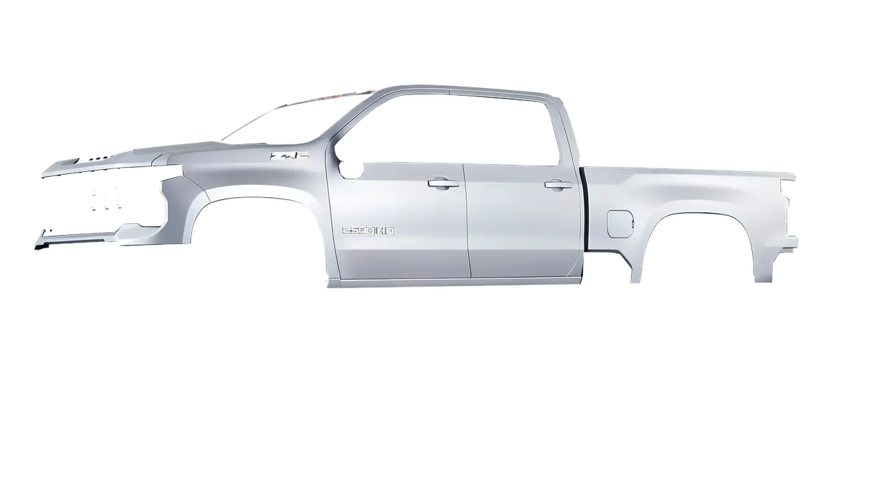 Chevrolet Silverado HD ZR2 Bison 2024 wrapped in Matte Silver (3M M21), front three-quarter view