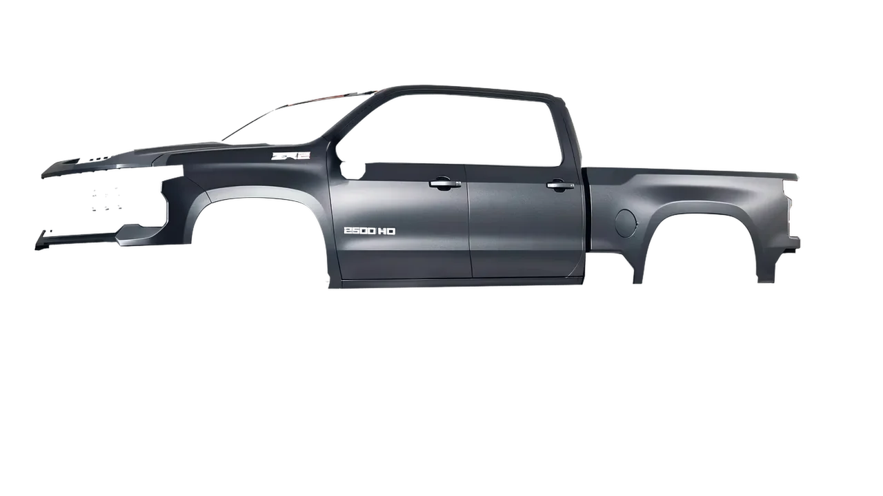 Chevrolet Silverado HD ZR2 Bison 2024 wrapped in Black Rock Grey (Avery Dennison SW900-823-M), front three-quarter view