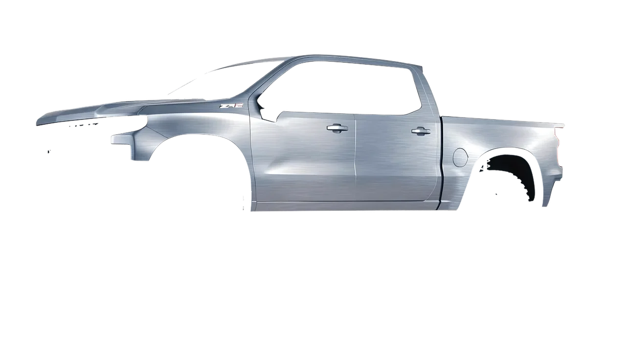 Chevrolet Silverado ZR2 2022 wrapped in Brushed Aluminum (Avery Dennison SW900-812-X), front three-quarter view