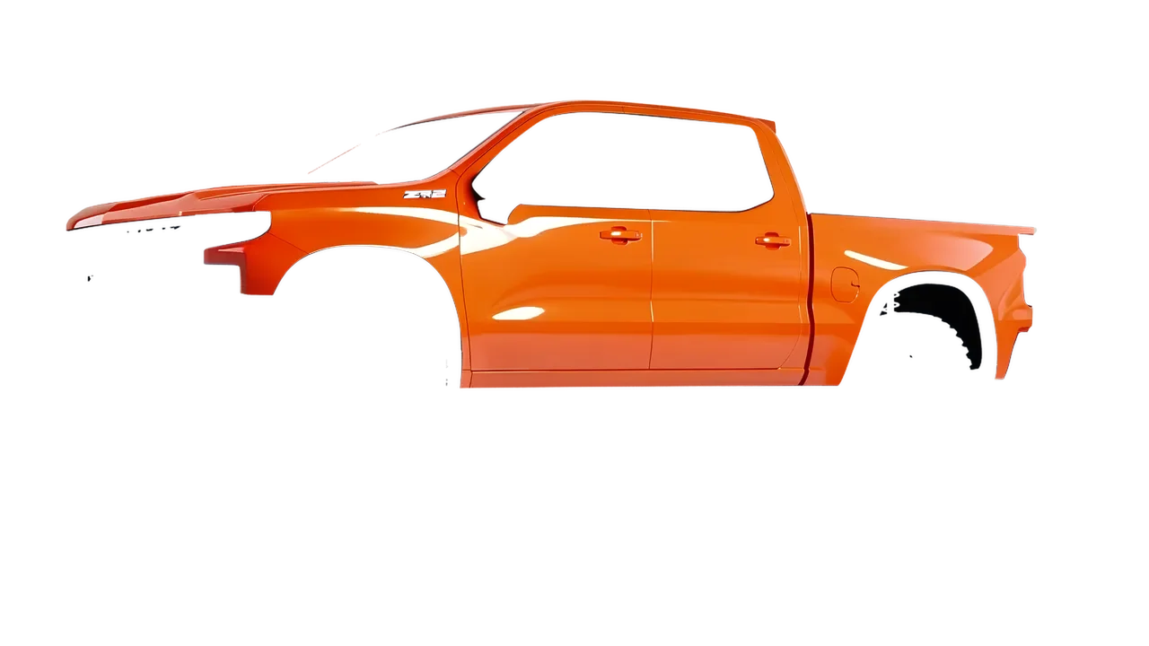 Chevrolet Silverado ZR2 2022 wrapped in Fiery Orange (3M G364), front three-quarter view