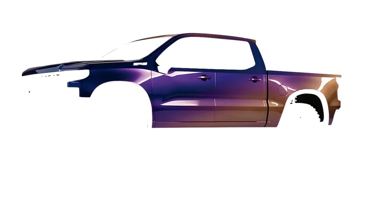 Chevrolet Silverado ZR2 2022 wrapped in Gloss Flip Deep Space (3M GP278), front three-quarter view