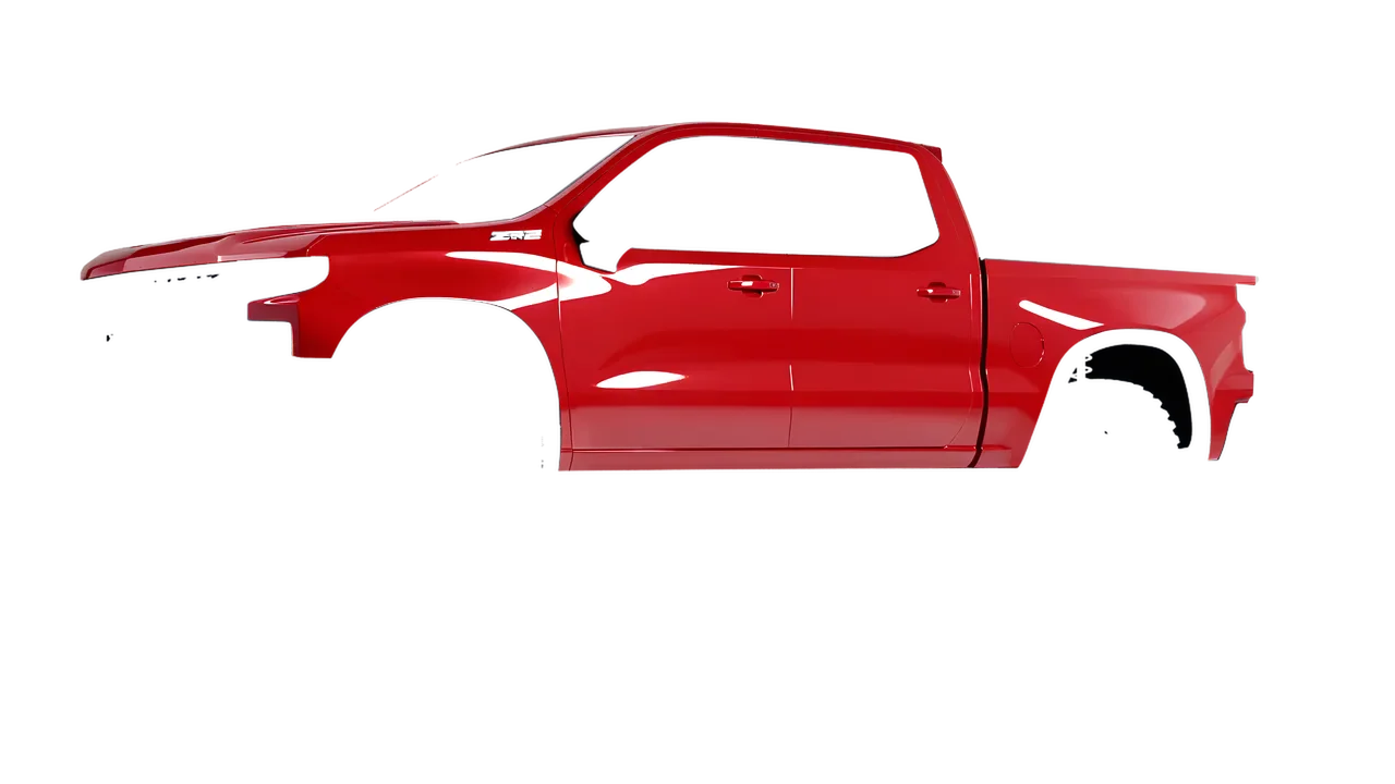 Chevrolet Silverado ZR2 2022 wrapped in Hot Rod Red (3M G13), front three-quarter view