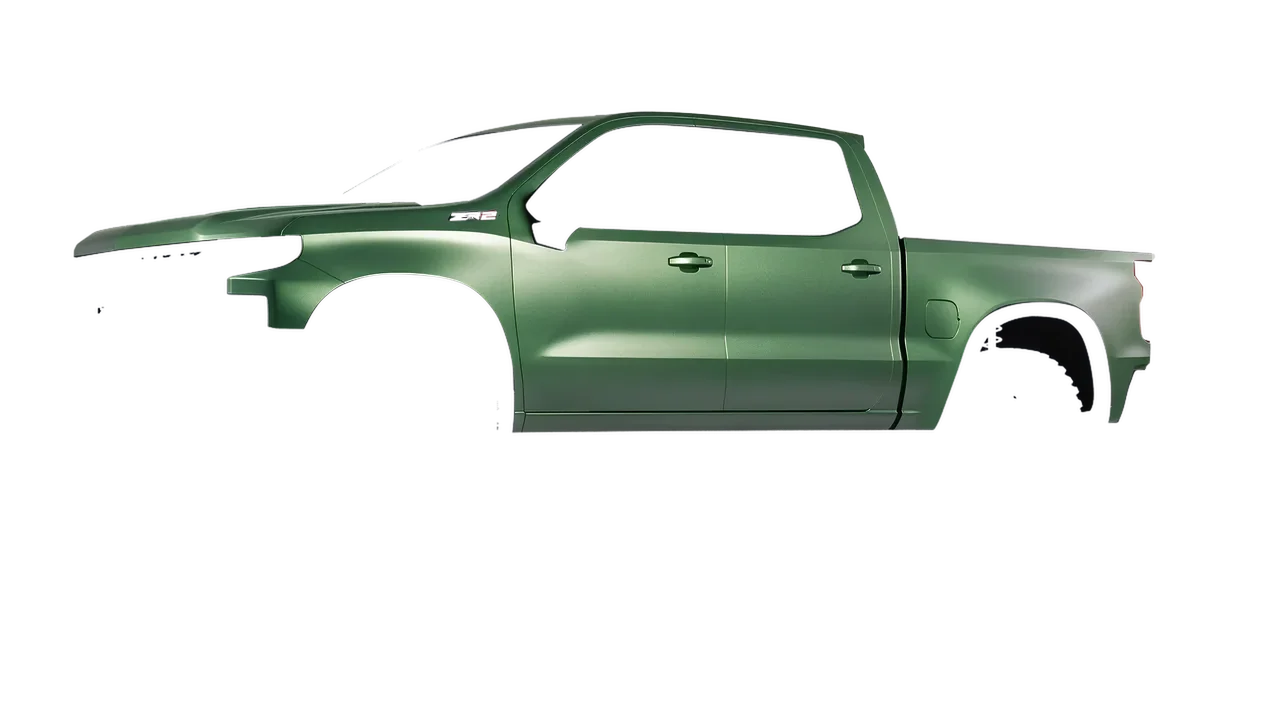 Chevrolet Silverado ZR2 2022 wrapped in Apple Green (Avery Dennison SW900-745-M), front three-quarter view