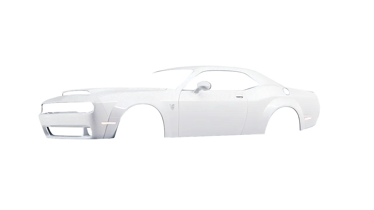 Dodge Challenger SRT 2023 wrapped in Carbon Fiber White (Avery Dennison SW900-115-X), front three-quarter view