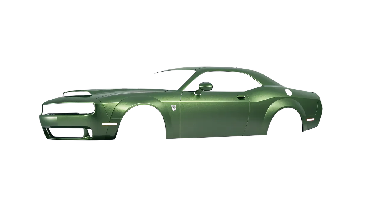 Dodge Challenger SRT 2023 wrapped in Apple Green (Avery Dennison SW900-745-M), front three-quarter view