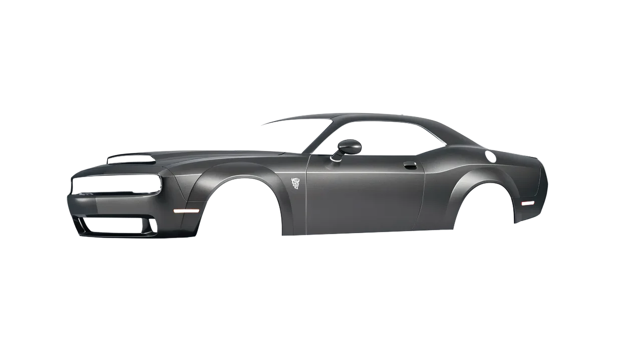 Dodge Challenger SRT 2023 wrapped in Black Rock Grey (Avery Dennison SW900-823-M), front three-quarter view