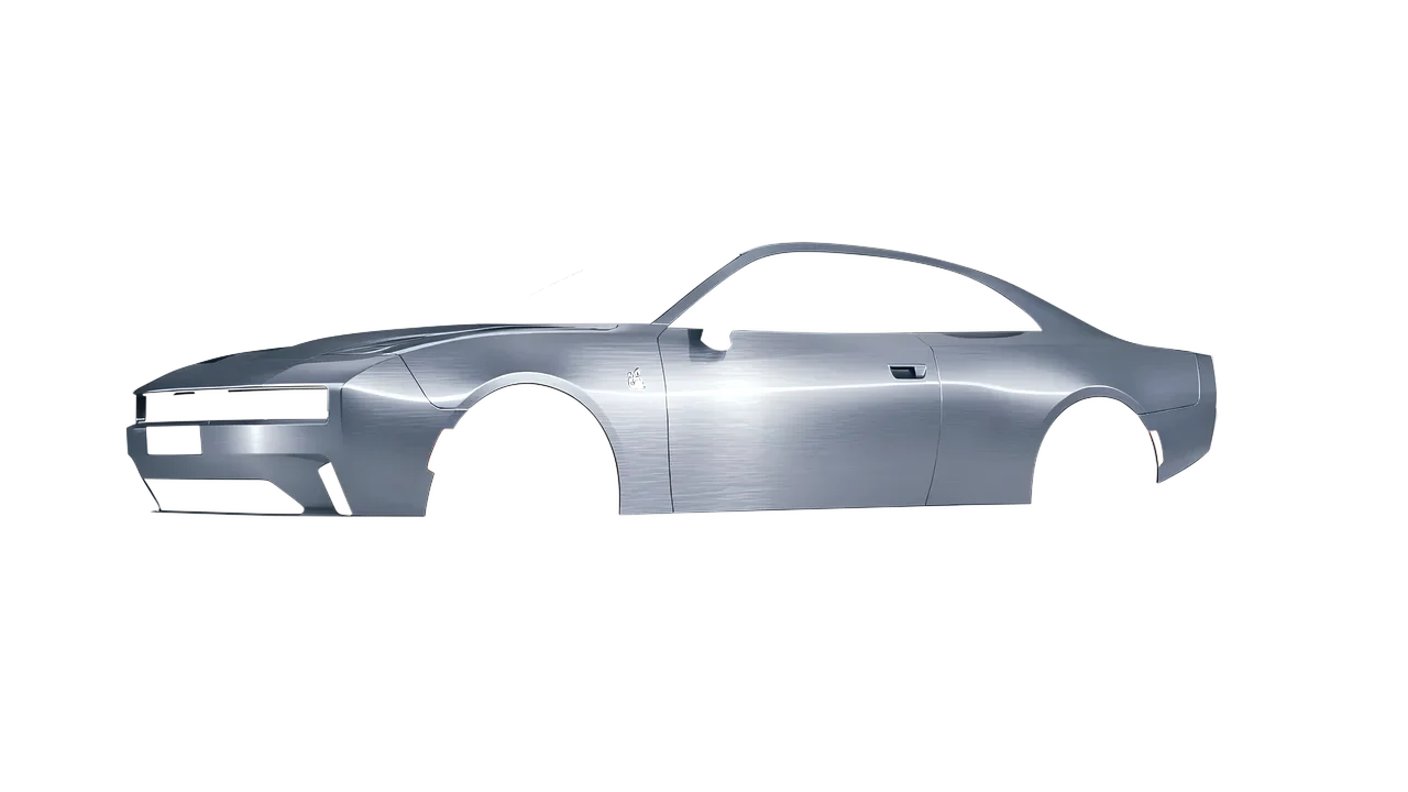 Dodge Charger Daytona 2024 wrapped in Brushed Aluminum (Avery Dennison SW900-812-X), front three-quarter view