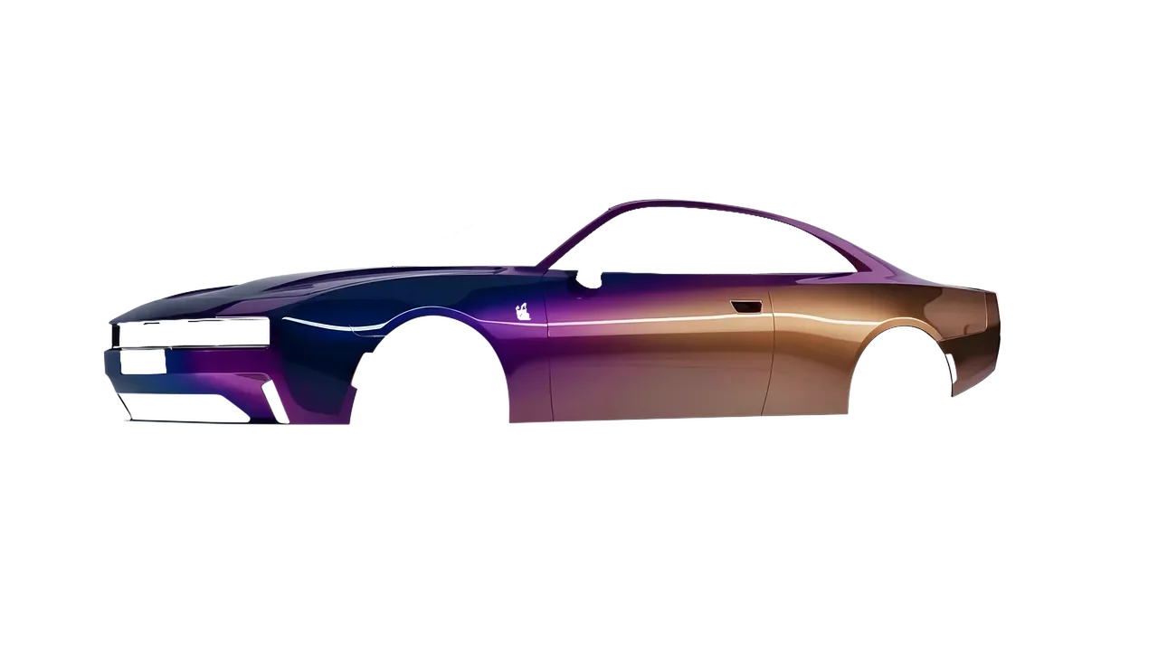Dodge Charger Daytona 2024 wrapped in Gloss Flip Deep Space (3M GP278), front three-quarter view
